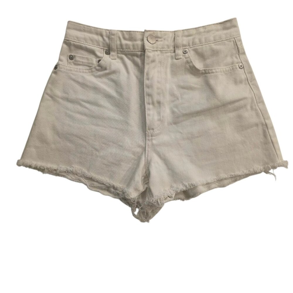 Billabong Cut Off Shorts High Waisted High Tides Shorts White Womens Sz 25 NEW